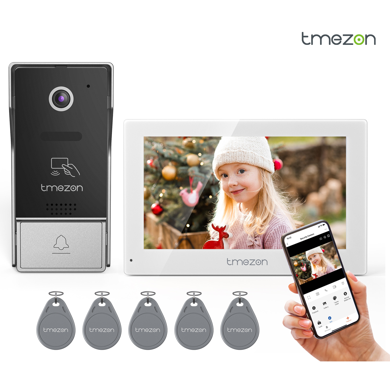 Smart Doorbell Wired - TMEZON 7 Inch 1080P Màn Hình